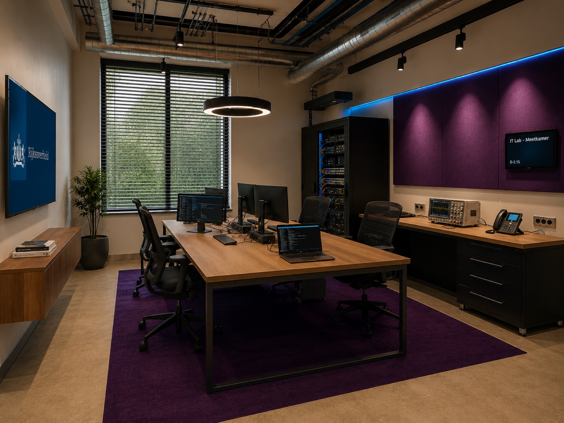 Meetkamer 2.15 donkere variant met paarse panelen